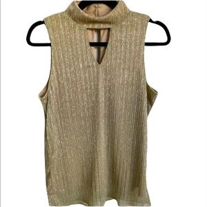 Adiva Women’s Shimmering Gold Sleeveless Mock Top